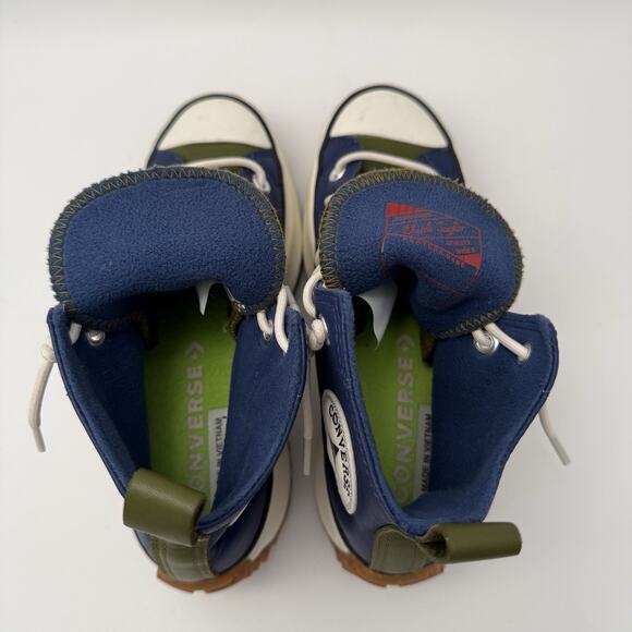 Converse Run Star Hike High 568650C Navy White Gum Leather Hi Green Women’s 6.5 - Picture 7 of 8